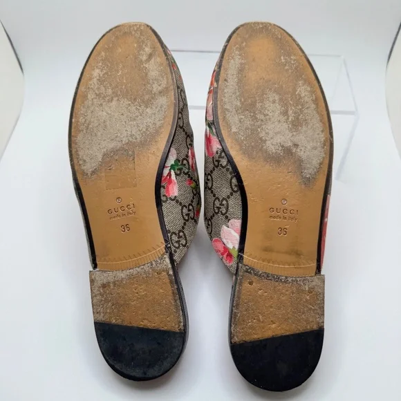 Gucci Princetown Mokassins Floral Mules GG Supreme Bloom Canvas Multicolor W 36 - Picture 11 of 16